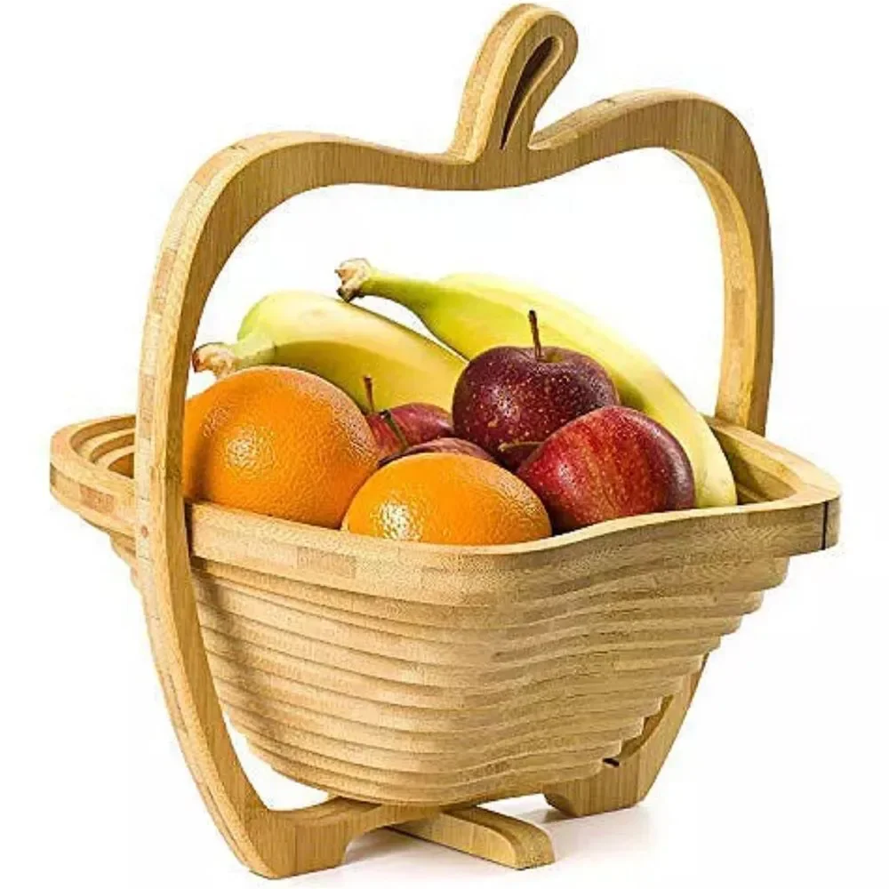 Bonnie & Pop Natural Bamboo Apple-Shaped Basket/Tray